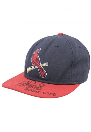 Albert Pujols Cardinals Game - Autographed & Inscribed " Game " Cap Jsa