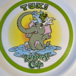 Vintage Rainforest Café " Tuki " The Elephant Kids Dinner Plate 10” Melamine 2002