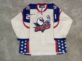 San Diego Gulls Game Worn Ahl Authentic Specialty Military Ccm Jersey 54