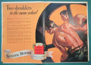 1941 Canadian General Motors Print Ad Shoulders To The Same Wheel Wwii