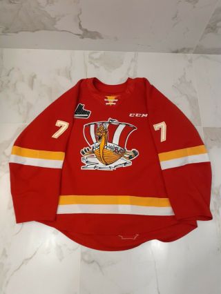 Qhl Baie Comeau Drakkar Game Worn Red Jersey 7 Tremblay