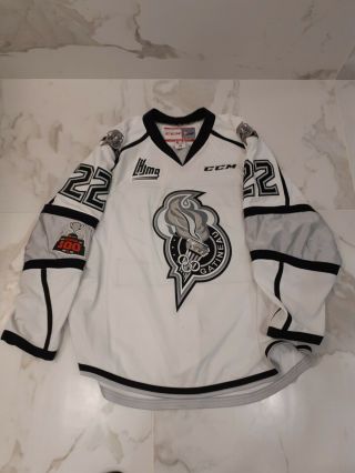 Qhl Gatineau Olympiques Game Worn White Jersey 22 Boudrias Photo Ref