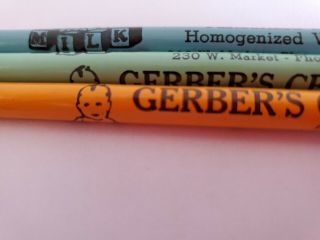 3 Old Gerber ' s Central Dairy Pencil Bluffton Indiana 3 Digit Phone Milk Baby 3