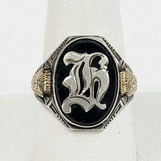 Uncas Sterling Silver With Gold Vermeil Mens Signet Monogrammed B Ring Size 10.  5