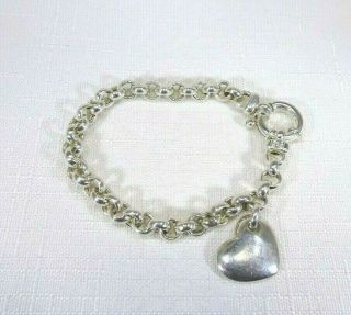 Milor Italy Deceased Estate Solid Sterling Silver Heart Chain Bracelet - 19.  5 Cm