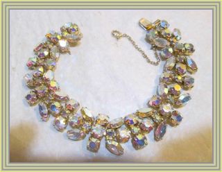 Sherman Yellow Ab -.  75 " Wd Three Row Marquise Cluster Style Bracelet Nr