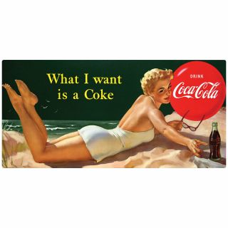 Coca - Cola Bathing Beauty What I Want Wall Decal 24 X 12 Kitchen Decor