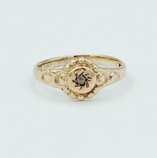 Darling Victorian 10k Yellow Gold & Diamond Baby Ring Sz 1