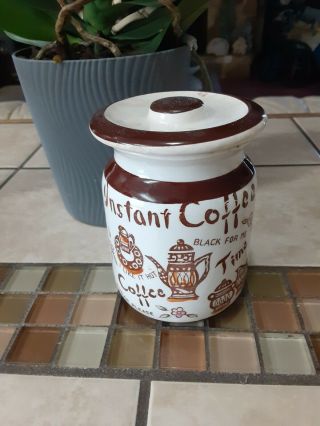 Vintage Instant Coffee Canister Container Jar With Air Tight Lid