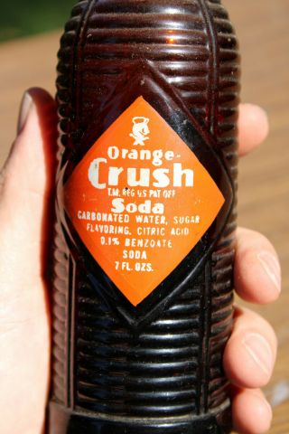 1951 Gadsden Alabama Orange Crush Soda Ribbed Acl Bottle Ala Al Rare Amber