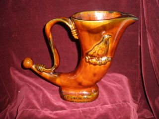 Famous Grouse Scotch Whiskey Horn Ceramic Pitcher 8 1/4 " Brown,  Advertising Bar