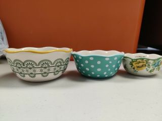 Pioneer Woman Stoneware Vintage Bloom Flea Market 3 Pc Measuring Cups Bowls