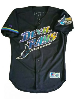 Rare Vtg 90s Russell Athletic Tampa Bay Devil Rays Authentic Jersey Sz 44 Sample