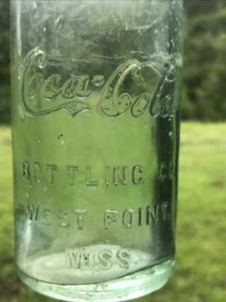 West Point Mississippi Straight Side Coca Cola Bottle Mid Script Miss Ms Ab Co.