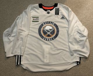 Buffalo Sabres White Adidas Team Issued Practice Jersey Mic Goalie Cut Size 58g