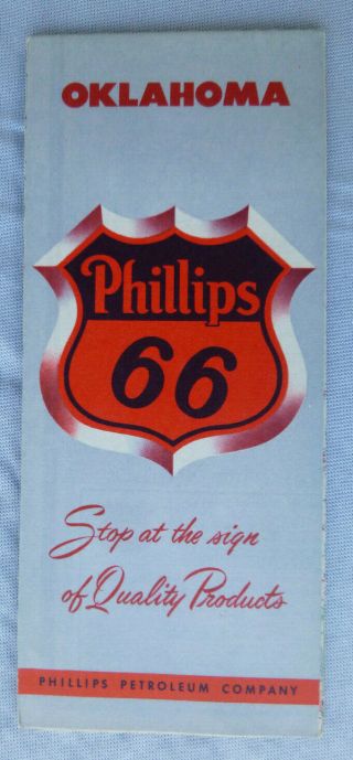 1955 Oklahoma Road Map Phillips 66 Oil Gas Route 66 City Inserts