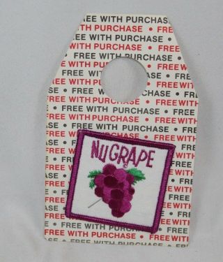 Vintage Nos 1970s Nu Grape Nugrape Soda On Card Cloth Advertising Patch