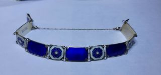 David Anderson Norway Sterling Silver & Blue/white Enamel Bracelet