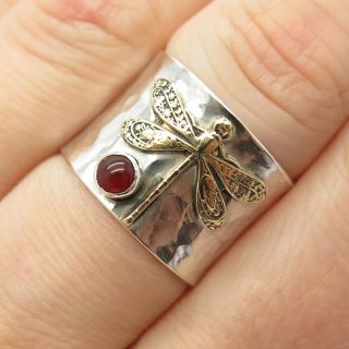 Lucille Calladitto Navajo Old Pawn 925 Sterling Silver Carnelian Dragonfly Ring