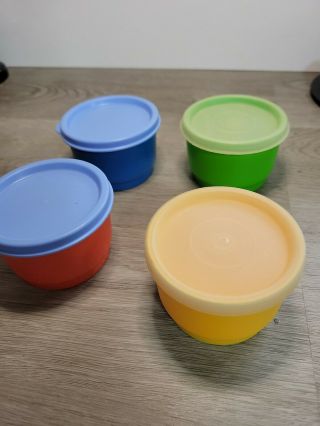Tupperware Vintage 1229 Snack Cups With Lids Set Of 4 Cups