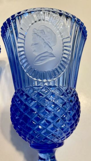 Vintage Avon Cobalt Blue Goblets George and Martha Washington Mt Vernon Set of 2 3