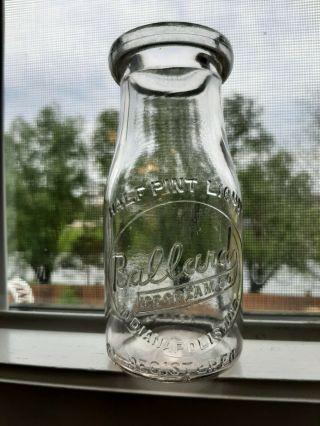 1/2 Pint Indianapolis,  Ind.  Milk Bottle Embossed Slug Plate Ballard Ice Cream Co