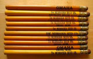Old Wooden Advertising Pencils - The Nebraska Seed Co.  Omaha Nebraska