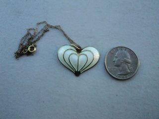Norway Sterling Silver 925 David Andersen Enamel White Heart Pendant