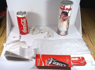 Vintage 1985 Coca Cola Coke Can Telephone Complete In Tube Container