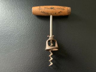 Antique Advertising Corkscrew - D.  H.  Russell " Old Times Whiskey " Louisville,  Ky.