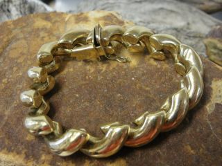 Vintage Kc Designs 18k Gold Over Sterling Silver 13mm Wide Cable Style Bracelet