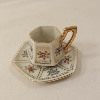 Vintage Japan Ceramic Mini Tea Cup And Saucer Mini Souvenir Mammoth Onyx Cave