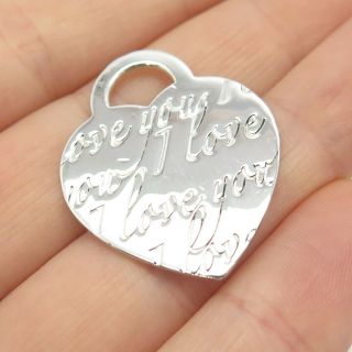 Tiffany & Co.  925 Sterling Silver " I Love You " Large Heart Tag Charm Pendant