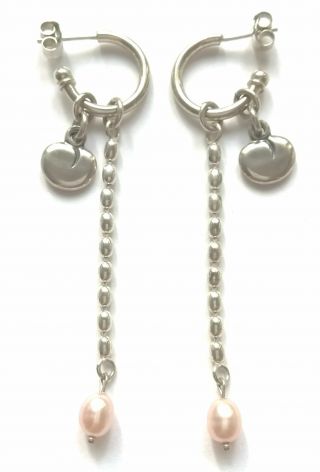 Kalevala Koru Kk Finland - Earrings " Twinflower " Sterling Silver And Pearls