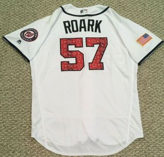 Roark Size 48 57 2017 Washington Nationals Game Jersey Home July 4 Mlb