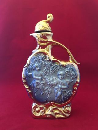 Jim Beam Regal China 1974 Liquor Decanter With Cherubs Blue And Gold