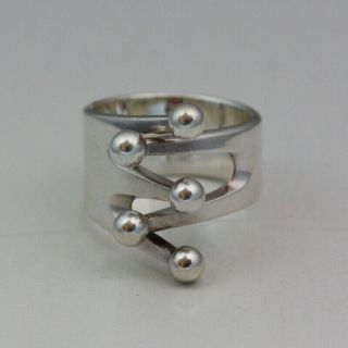 Sterling Silver 5 Prong " Jester " Anna Greta Eker Modernist Ring - Size 7