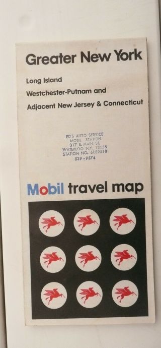 1970 Greater York Road Map Gas Oil Mobil Long Island Westchester Putnam Ct