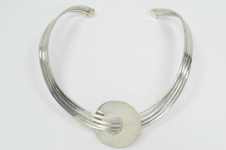 Vintage Jpi Mexico Solid Sterling Silver 925 Modernist Collar Necklace
