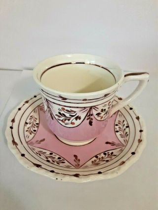 Vintage Tea Cup And Saucer Mini Demitasse Pink And Gold 3