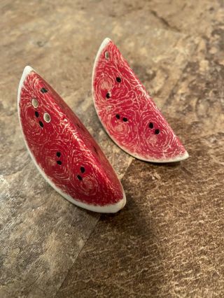 Arcadia Ceramics California Watermelon Salt And Pepper Shakers
