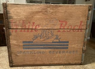Vintage 1960s White Rock Sparkling Beverages Wood Crate Bottle Box