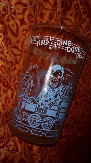 Vtg.  Howdy Doody Blue Jelly Glass Featuring Howdy,  Clarabell,  Princess