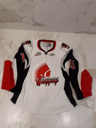 Whl Moose Jaw Warriors Game Worn White Jersey 15 Grant