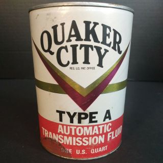 Vintage Quaker City Type A Automatic Transmission Fluid 1 Quart Can Full