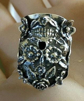 Heavy Well Made Large 21.  3 - 23 Gram Skull 925 Sterling Silver Taxco Mexico Ring