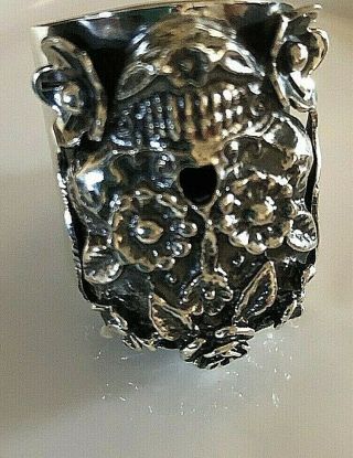 Heavy Well Made Large 21.  3 - 23 Gram Skull 925 Sterling Silver Taxco Mexico Ring 3
