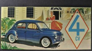 1958 Renault 4cv Sedan Sales Brochure Folder 58