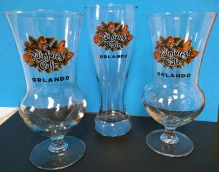 Rainforest Cafe Orlando 2 Hurricane And 1 Pilsner Beer Glasses Collectable