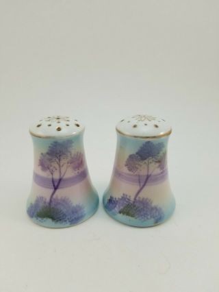 Vintage Purple Trees Salt And Pepper Shakers Japan